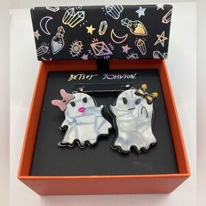 BETSEY JOHNSON Halloween Ghosts Mismatched Punk n Spice Dangle Earrings NEW NWT
